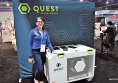 Beth Vander Meulen presenting the Quest 506 dehumidifier, an efficient and powerful system. 